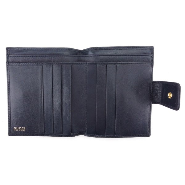 GUCCI バンブー　ブラックレザー 二つ折り財布 GUCCI<BR>グッチ バンブー GGキャンバス/レザー 二つ折り財布