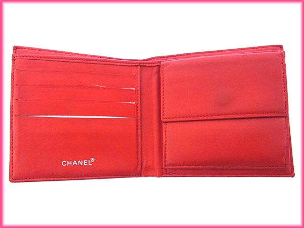 シャネル CHANEL 二つ折り財布ニュートラベルライン レッド系