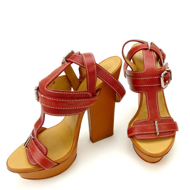 【BIGお買い物ラリー★30%OFFセール中】ディースクエアード DSQUARED2 サンダル レッド×ライトブラウン レディース 中古