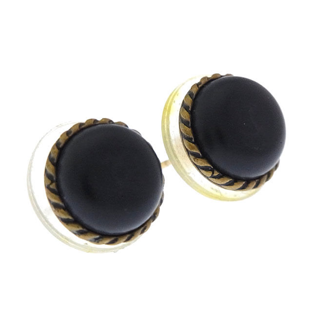 シャネル CHANEL ピアスココマーク ヴィンテージ ブラック×ゴールド レディース 中古