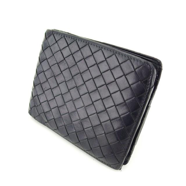 【X'masセール★30%OFF】ボッテガヴェネタ BOTTEGAVENETA 札入れイントレチャート ブラック レディース 中古