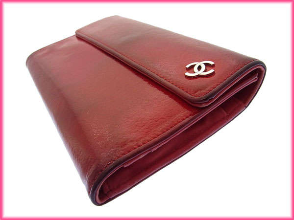 シャネル CHANEL 三つ折り財布ココマーク レッド レディース 中古_5