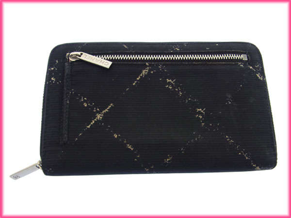 シャネル CHANEL 長財布ロゴ /旧トラベルライン ブラック系 レディース