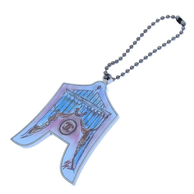 【BIGお買い物ラリー★30%OFFセール中】シャネル CHANEL キーリング天蓋カーテン×ココボタン シルバー×ピンク系 レディース 中古