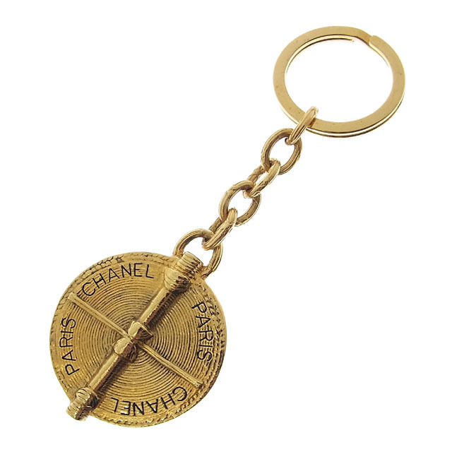 【X'masセール★30%OFF】シャネル CHANEL キーホルダーロゴ ゴールド レディース 中古