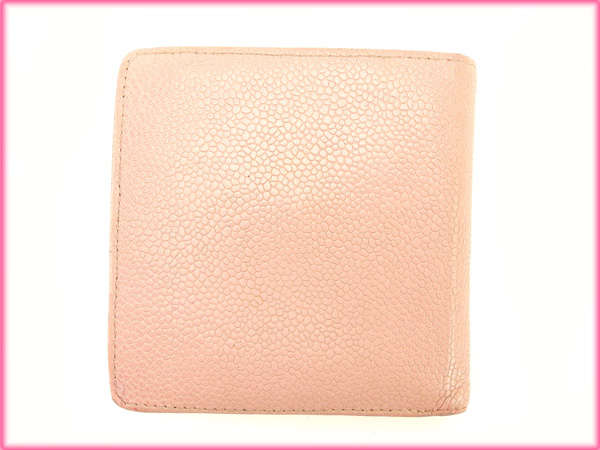 シャネル CHANEL 二つ折り財布キャビアスキン ピンク レディース 中古_1