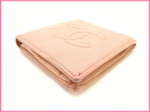 シャネル CHANEL 二つ折り財布キャビアスキン ピンク レディース 中古_2