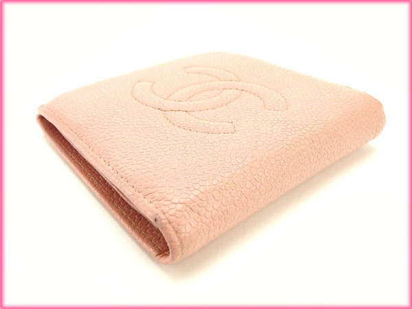 シャネル CHANEL 二つ折り財布キャビアスキン ピンク レディース 中古_3