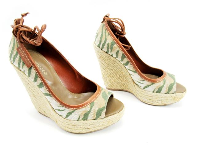 セルジオロッシ Sergio Rossi サンダル ゼブラ柄 ♯36ハーフ ベージュ