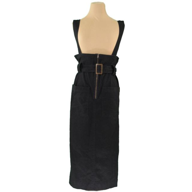 【BIGお買い物ラリー★30%OFFセール中】ローズバッド ROSE BUD スカートハイウエスト ♯Fサイズ ベルト付き ブラック ゴールド レディース 中古