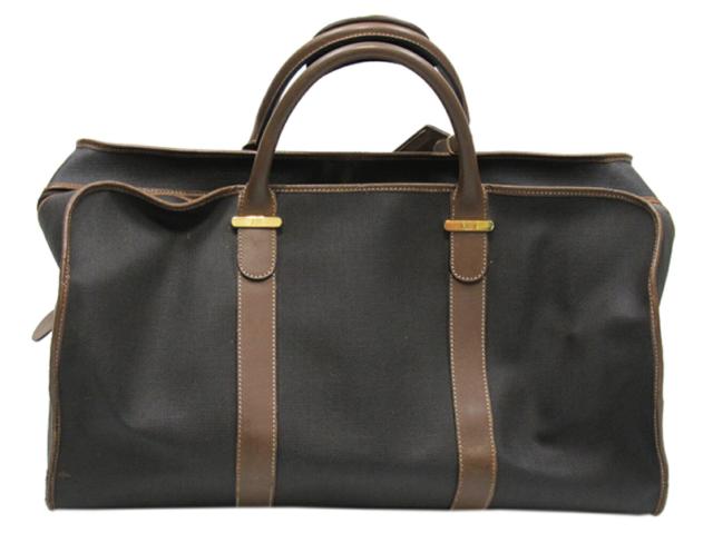 ダンヒル Dunhill ボストンバッグヘリンボーン グレー 灰色 ブラウン ゴールド レディース 中古_1