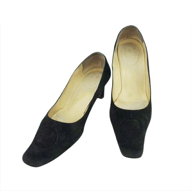 【BIGお買い物ラリー★30%OFFセール中】シャネル CHANEL パンプスココマーク ♯37C スクエアトゥ ブラック レディース 中古