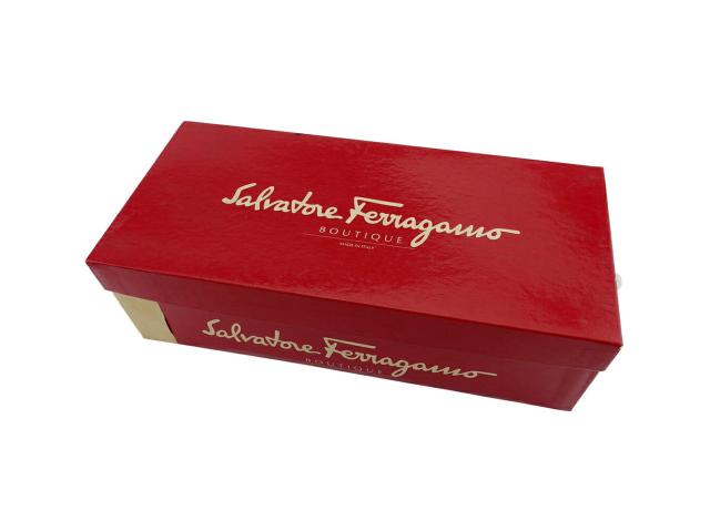サルヴァトーレフェラガモ Salvatore Ferragamo パンプスヴァラリボン ♯6ハーフC クロコ調 ブラウン ゴールド レディース 中古_9