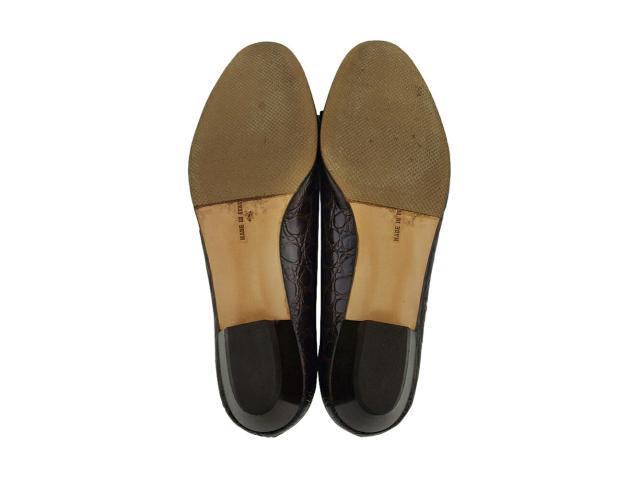 サルヴァトーレフェラガモ Salvatore Ferragamo パンプスヴァラリボン ♯6ハーフC クロコ調 ブラウン ゴールド レディース 中古_7