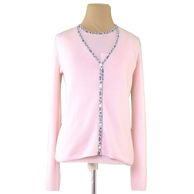 【BIGお買い物ラリー★30%OFFセール中】ディオール Dior カーディガンアンサンブル 柄パイピング ピンク系 レディース 中古