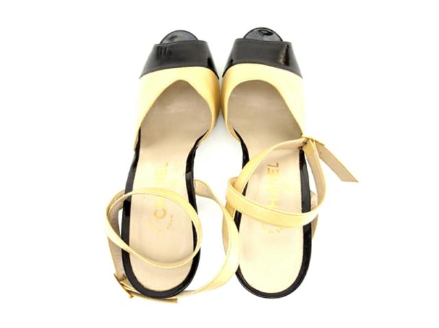 【30％OFF★週末タイムSALE】シャネル CHANEL サンダルバイカラー ブラック　ベージュ レディース 中古_5