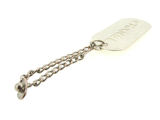 【30％OFF★週末タイムセール】シャネル CHANEL キーホルダーロゴプレート オールドシャネル シルバー レディース 中古_3