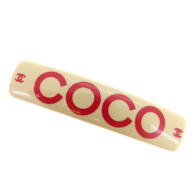 【BIGお買い物ラリー★30%OFFセール中】シャネル CHANEL バレッタCOCOマーク ベージュ レッド シルバー レディース 中古