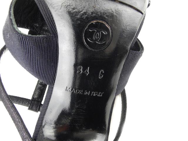 【30％OFF★週末タイムSALE】シャネル CHANEL サンダルビジュー ♯34C マトラッセ ブラック ゴールド レディース 中古