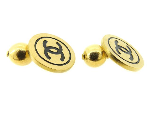 【30％OFF★週末タイムセール】シャネル CHANEL カフスココマーク ゴールド ブラック レディース 中古_3