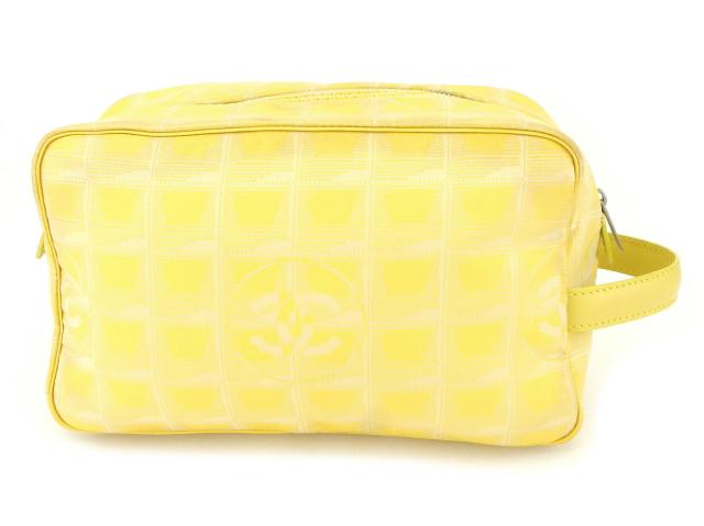 【30％OFF★土日ひと休み大売り出し】シャネル CHANEL クラッチバッグニュートラベルライン 黄色 レディース 中古