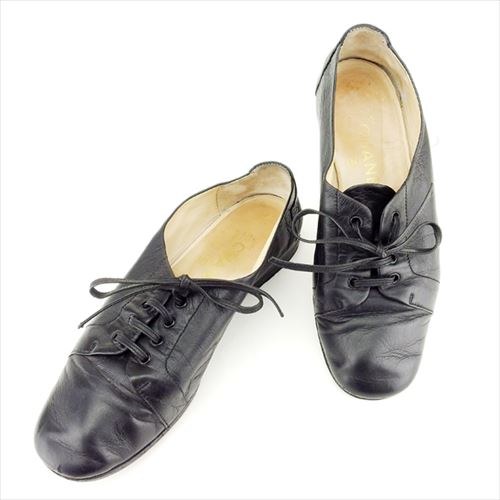 【BIGお買い物ラリー★30%OFFセール中】シャネル CHANEL スニーカーレースアップ ♯36 ココマークステッチ ブラック レディース 中古