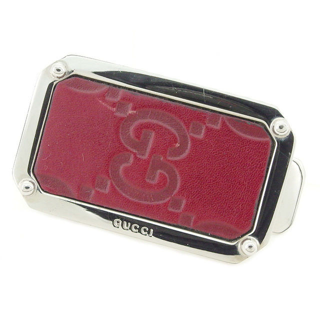 【X'masセール★30%OFF】グッチ GUCCI マネークリップ レザー×シルバー金具 レディース 中古