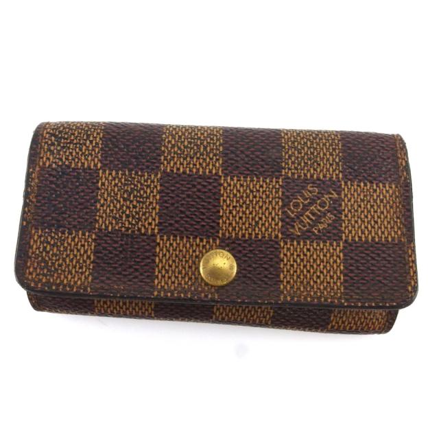【X'masセール★30%OFF】ルイ・ヴィトン LOUIS VUITTON キーケースダミエ ミュルティクレ4 ブラウン ベージュ ゴールド ダミエキャンバス 中古
