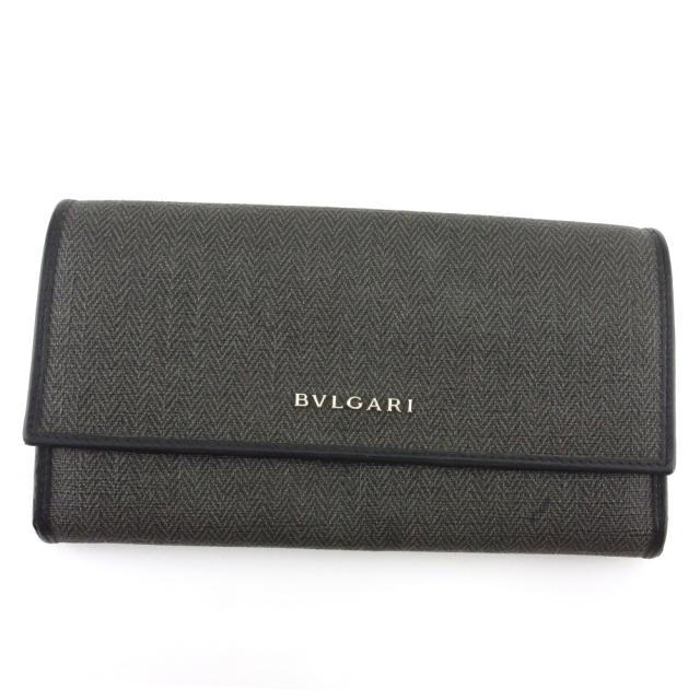 【BIGお買い物ラリー★30%OFFセール中】ブルガリ BVLGARI 長財布ヘリンボーン ウィークエンド グレー 灰色 ブラック シルバー 中古