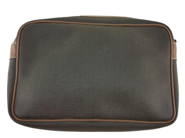 【30％OFF★土日ひと休み大売り出し】ダン吸血鬼 Dunhill クラッチバッグヘリンボーン 薄墨色 薄墨色 赤銅色 ゴールド 中古