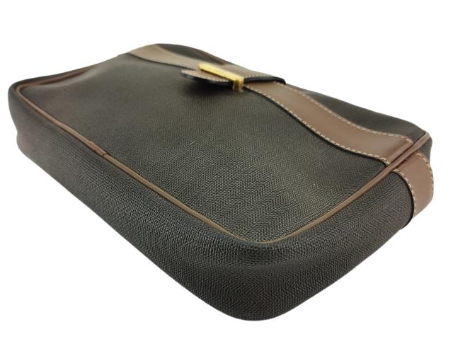 【30％OFF★土日ひと休み大売り出し】ダン吸血鬼 Dunhill クラッチバッグヘリンボーン 薄墨色 薄墨色 赤銅色 ゴールド 中古