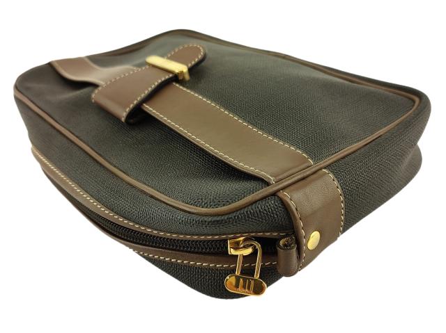 【30％OFF★土日ひと休み大売り出し】ダン吸血鬼 Dunhill クラッチバッグヘリンボーン 薄墨色 薄墨色 赤銅色 ゴールド 中古