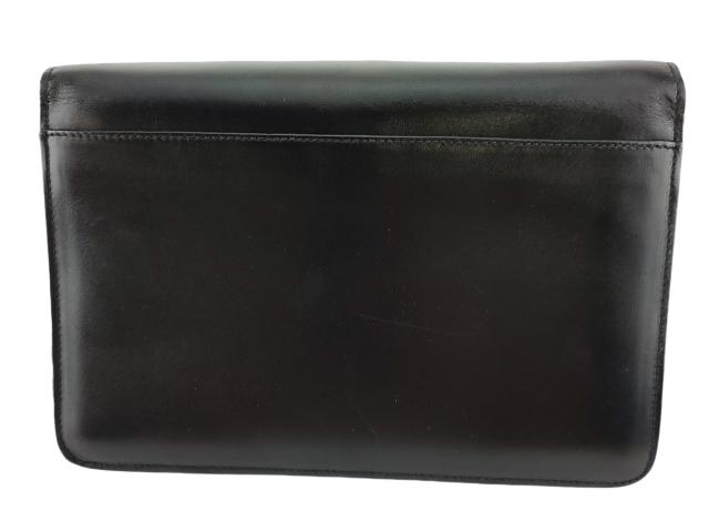 【GWタイムセール】バリー BALLY クラッチバッグロゴプレート ブラック ゴールド レザー 中古_1