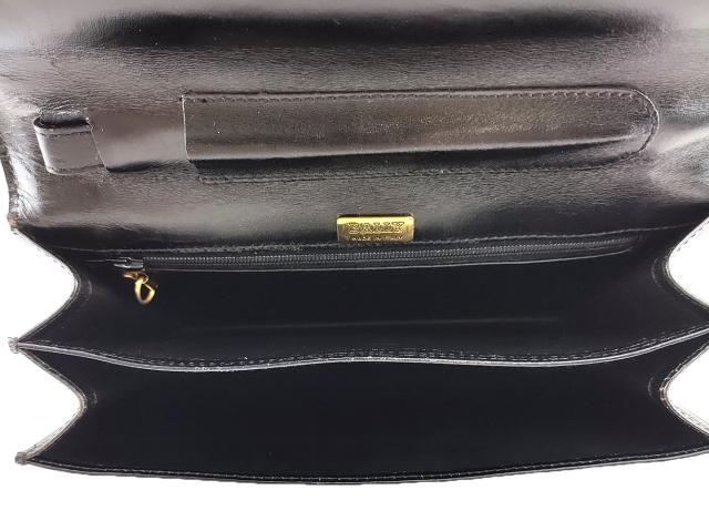 【GWタイムセール】バリー BALLY クラッチバッグロゴプレート ブラック ゴールド レザー 中古_5