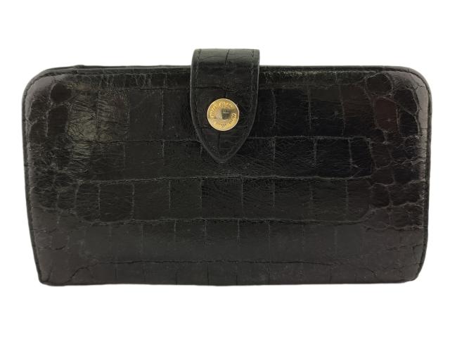 【30％OFF★週末タイムSALE】ミュウミュウ MIUMIU 長財布クロコ調 ブラック ゴールド 中古_1