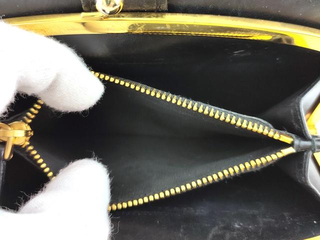 【30％OFF★週末タイムSALE】ミュウミュウ MIUMIU 長財布クロコ調 ブラック ゴールド 中古_5