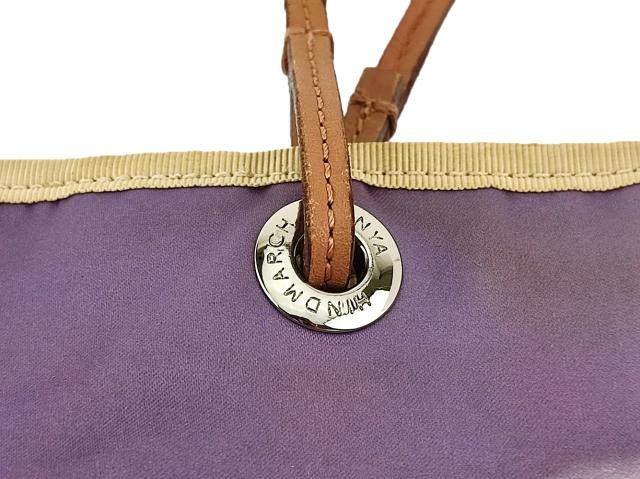 【週末タイムセール】アニヤ・ハインドマーチ Anya Hindmarch トートバッグフォトプリント ドック 犬　転写プリント パープル ベージュ ブラウン系 中古_8