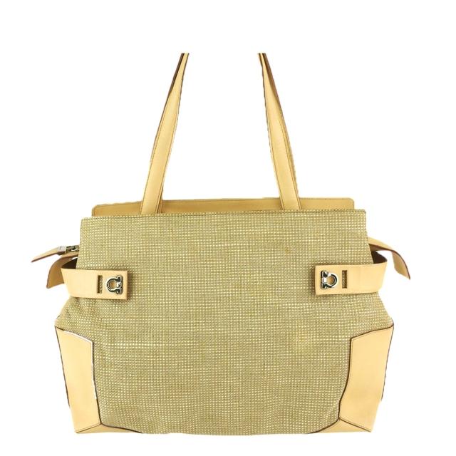 【BIGお買い物ラリー★30%OFFセール中】サルヴァトーレフェラガモ Salvatore Ferragamo ショルダーバッグ ベージュ ツイード 中古