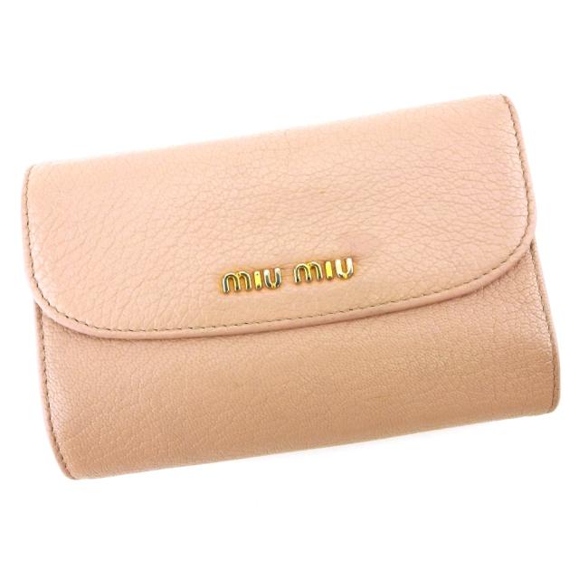 【BIGお買い物ラリー★30%OFFセール中】ミュウミュウ MIUMIU 二つ折り財布 レザー 中古