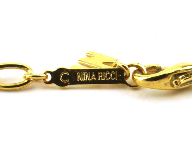 【GWタイムセール】ニナリッチ NINA RICCI ネックレスNRマーク ラインストーン付き ゴールド シルバー レディース 中古_6