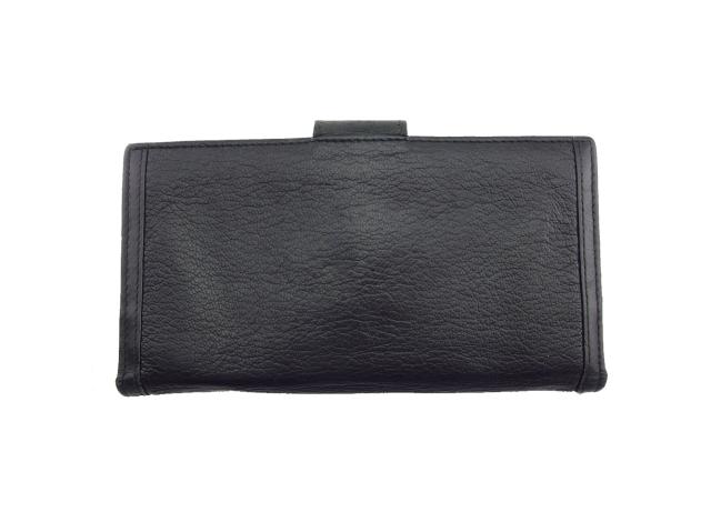 ブルガリ ドッピオトンド ブラック レザー がま口財布 二つ折り財布