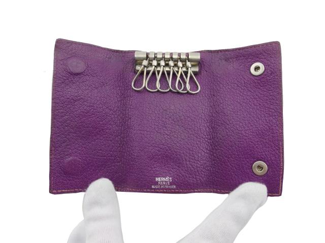 エルメス HERMES キーケース パープル×シルバー レディース 中古_4