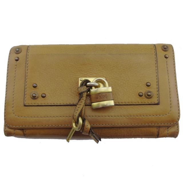 【BIGお買い物ラリー★30%OFFセール中】クロエ Chloe 長財布 パディントン ブラウン×ゴールド レディース 中古
