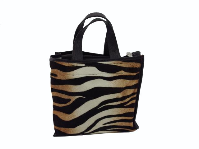 【GWタイムセール】フルラ Furla ハンドバッグゼブラ柄 ダークブラウン×アイボリー（ゼブラ柄） レディース 中古_1