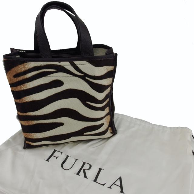 【GWタイムセール】フルラ Furla ハンドバッグゼブラ柄 ダークブラウン×アイボリー（ゼブラ柄） レディース 中古_7
