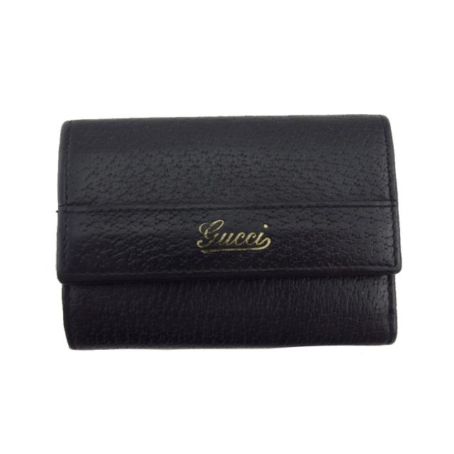 【BIGお買い物ラリー★30%OFFセール中】グッチ GUCCI キーケースGG柄 ブラック×ゴールド レディース 中古