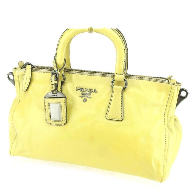 【BIGお買い物ラリー★30%OFFセール中】プラダ PRADA ハンドバッグ ベージュ レザー 中古