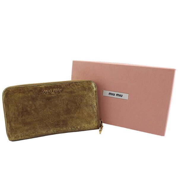 【BIGお買い物ラリー★30%OFFセール中】ミュウミュウ MIUMIU 長財布 ORO レディース 中古