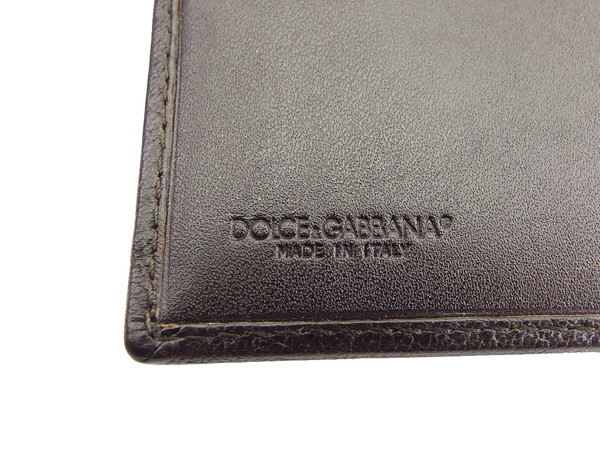 【30％OFF★週末タイムセール】ドルチェアンドガッバーナ DOLCE&amp;GABBANA 二つ折り財布 ダークブラウン×ゴールド レディース 中古_9