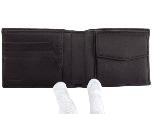 【30％OFF★週末タイムセール】ドルチェアンドガッバーナ DOLCE&amp;GABBANA 二つ折り財布 ダークブラウン×ゴールド レディース 中古_5